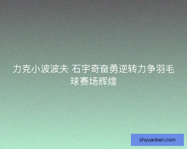 力克小波波夫 石宇奇奋勇逆转力争羽毛球赛场辉煌