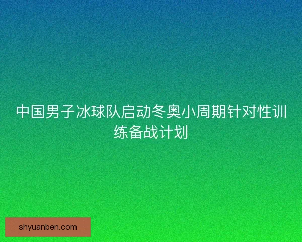 中国男子冰球队启动冬奥小周期针对性训练备战计划
